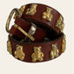 1980's brown leather & Gold Tone Bears Belt