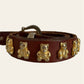 1980's brown leather & Gold Tone Bears Belt