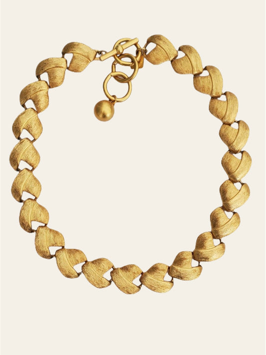 1990's Anne Klein Brushed Gold Tone Necklace