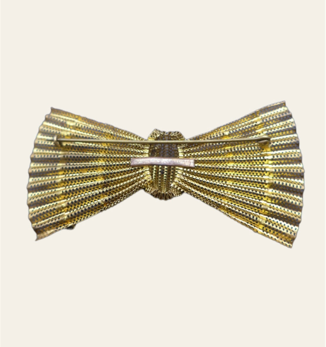 Czech Gold metal Bow Brooch with coloured stones