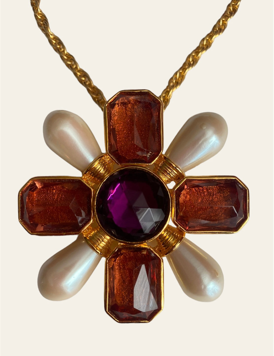 1970's Avon Maltese Cross pendant brooch Necklace