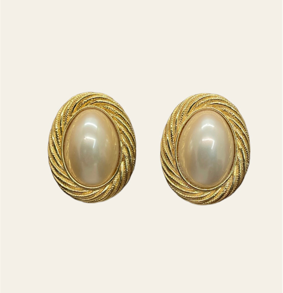 1970's Trifari Faux Pearl Clip On Earrings