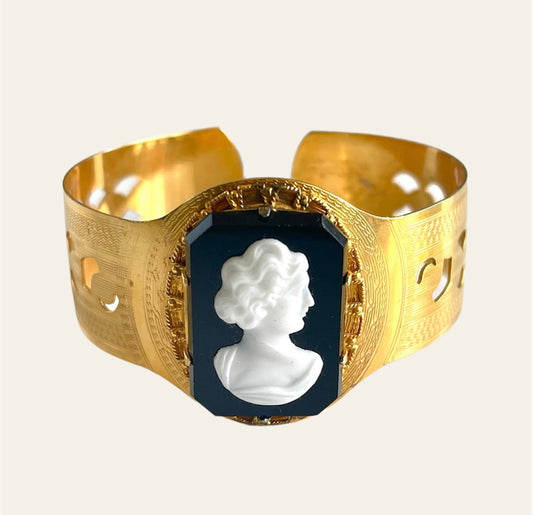 Cameo Gold tone Cuff Bracelet