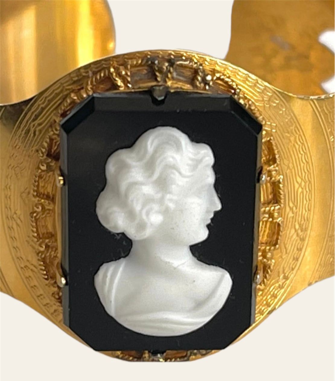 Cameo Gold tone Cuff Bracelet