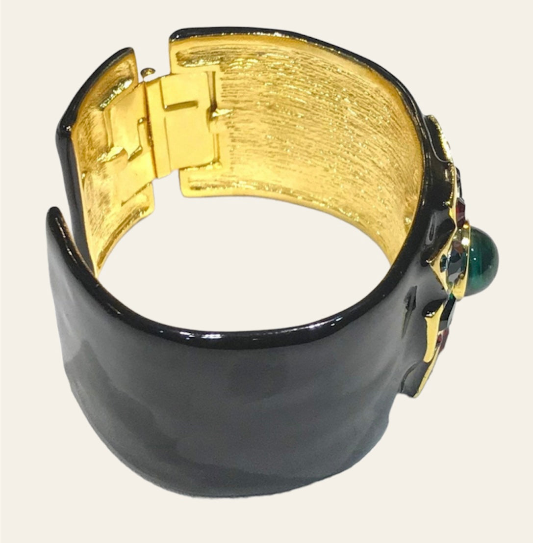 1990's KJL Maltese Cross design Black Cuff