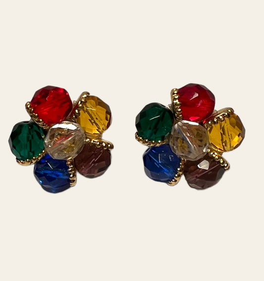 1950s Flowers Clip On Earrings