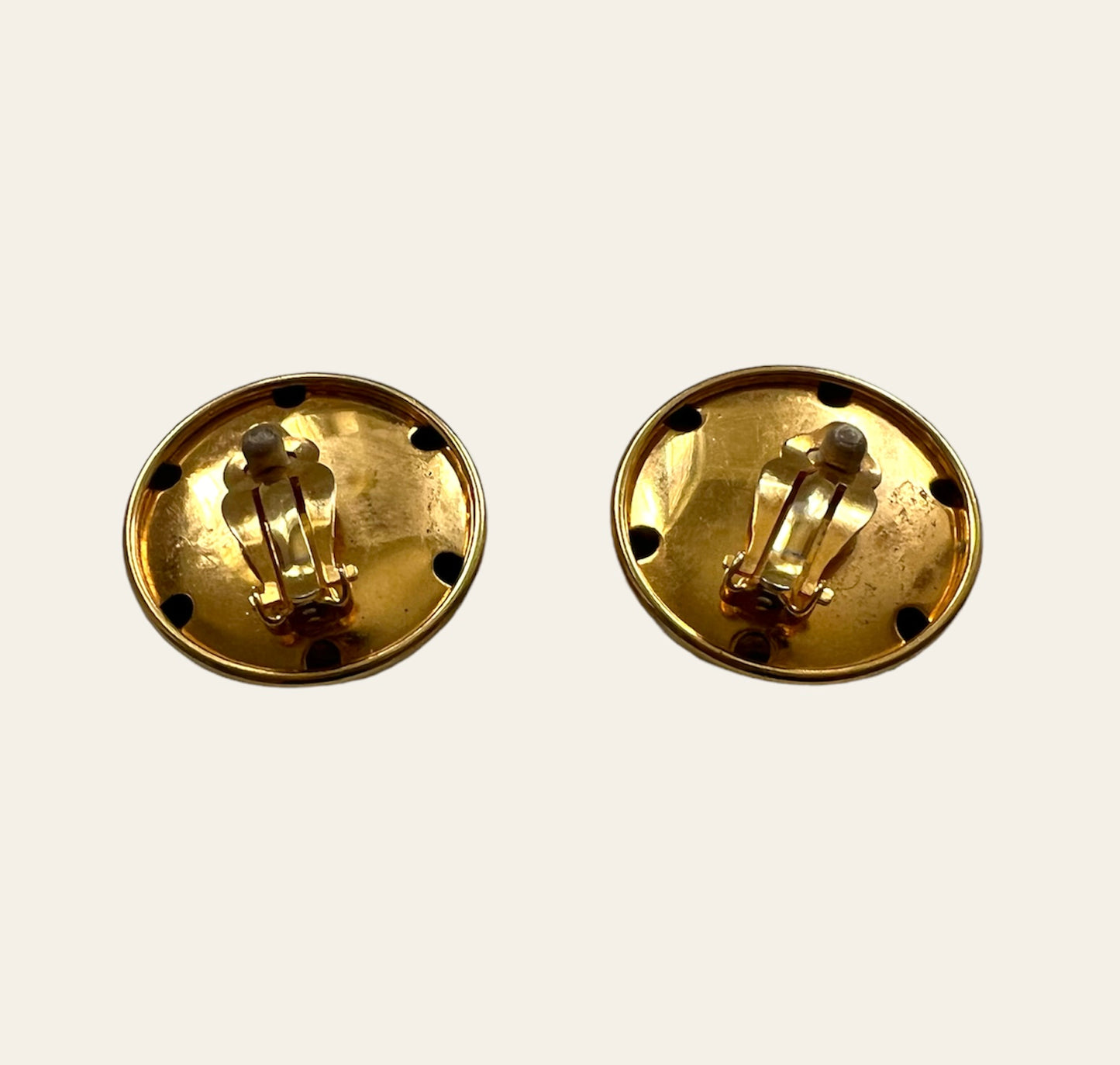 1980’s Round Gold Tone Clip On Earrings