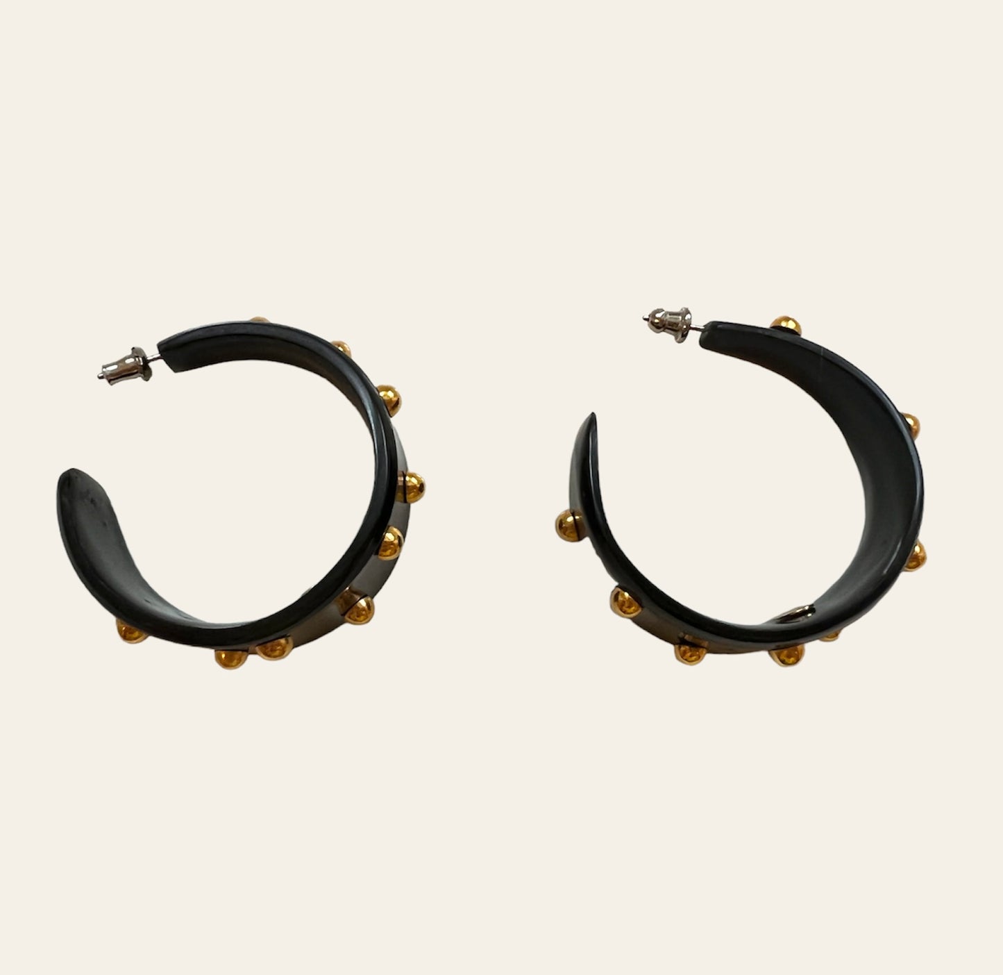 Alexis Bittar Chunky Gold Polka dot Hoops Statement Earrings