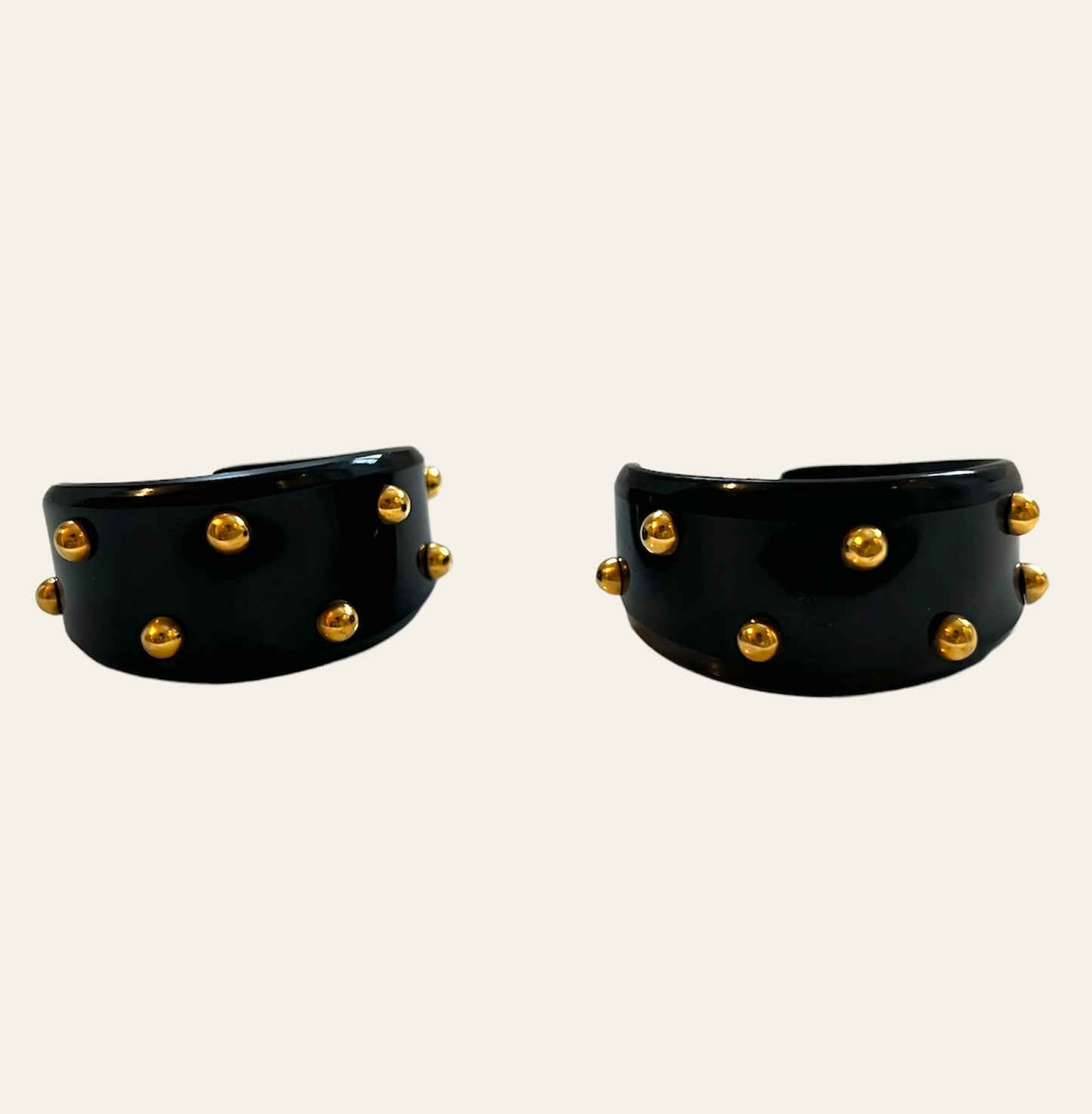 Alexis Bittar Chunky Gold Polka dot Hoops Statement Earrings