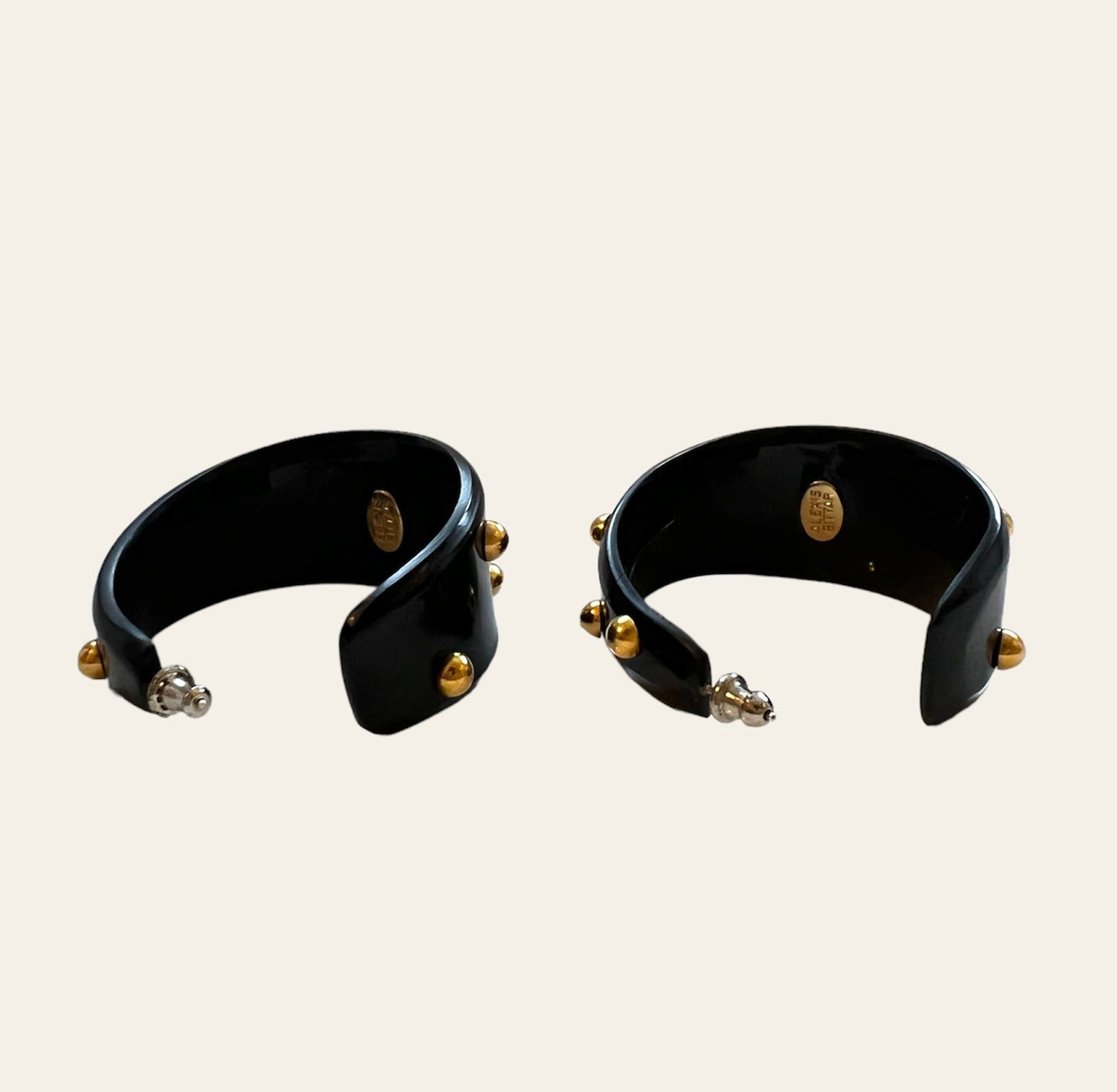 Alexis Bittar Chunky Gold Polka dot Hoops Statement Earrings