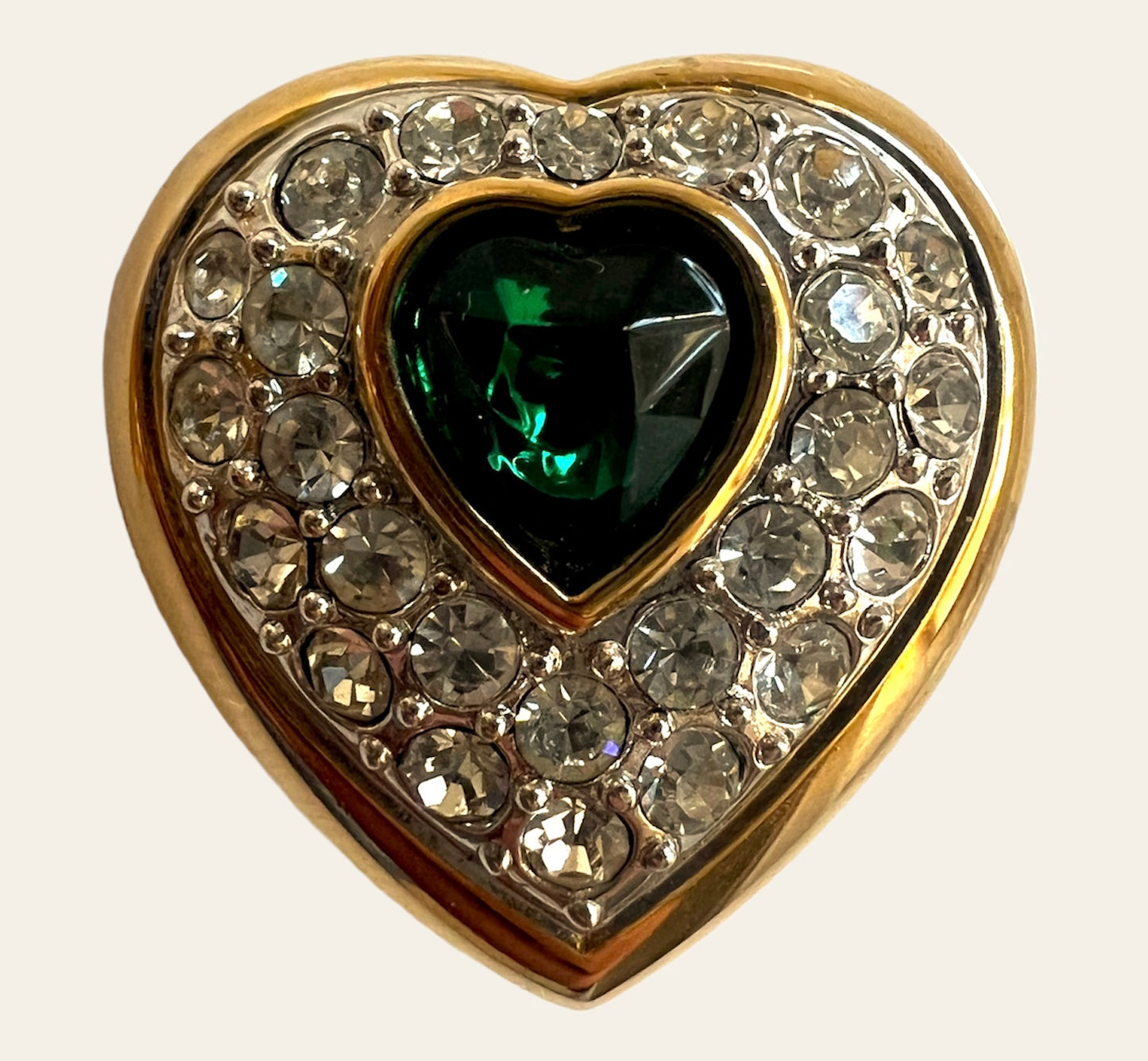 Vintage Heart Shaped Diamanté Clip On Earrings