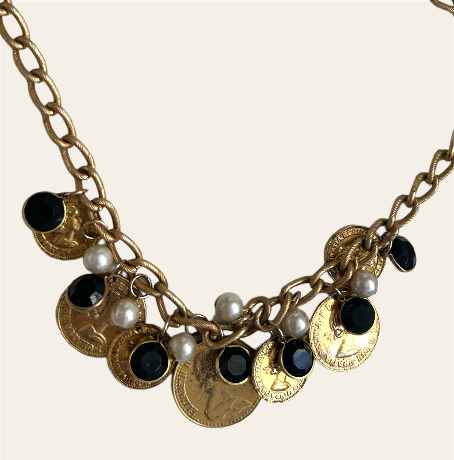 1990's Gold Tone Coin Charm Necklace