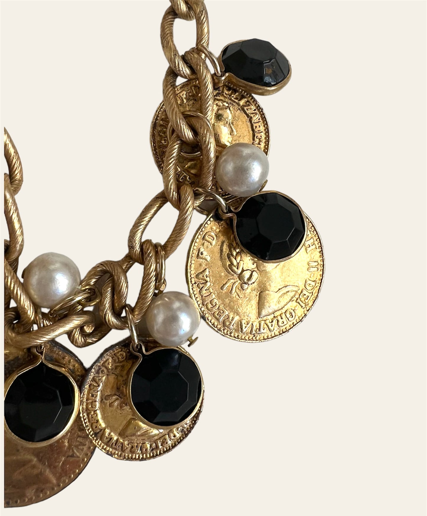 1990's Gold Tone Coin Charm Necklace