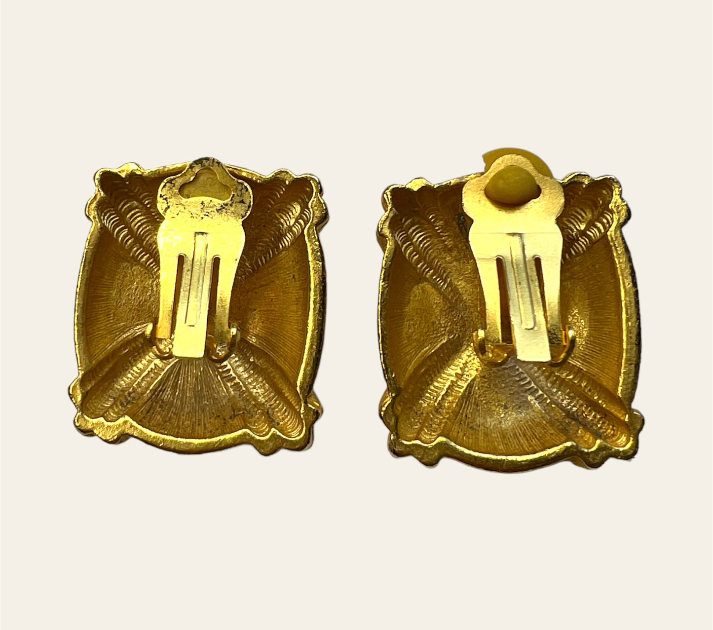 1980's Matte Gold Finish Clip On Earrings