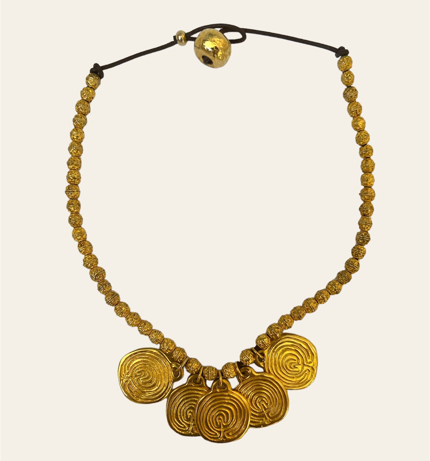 Gold Tone Necklace With Spirals