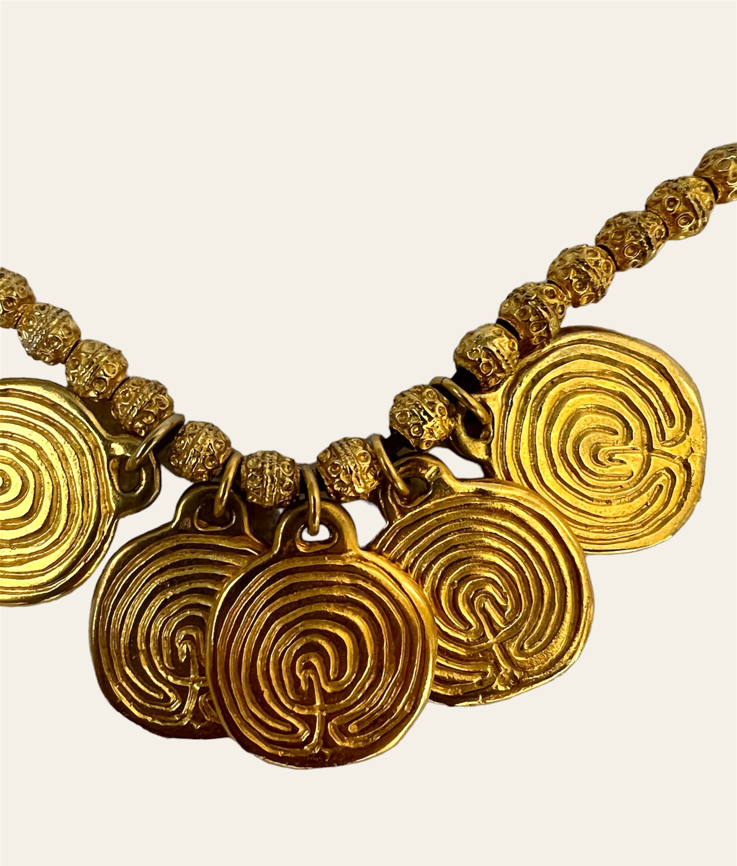 Gold Tone Necklace With Spirals