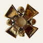 1980's Maltese Cross Brooch with Faux Pearl