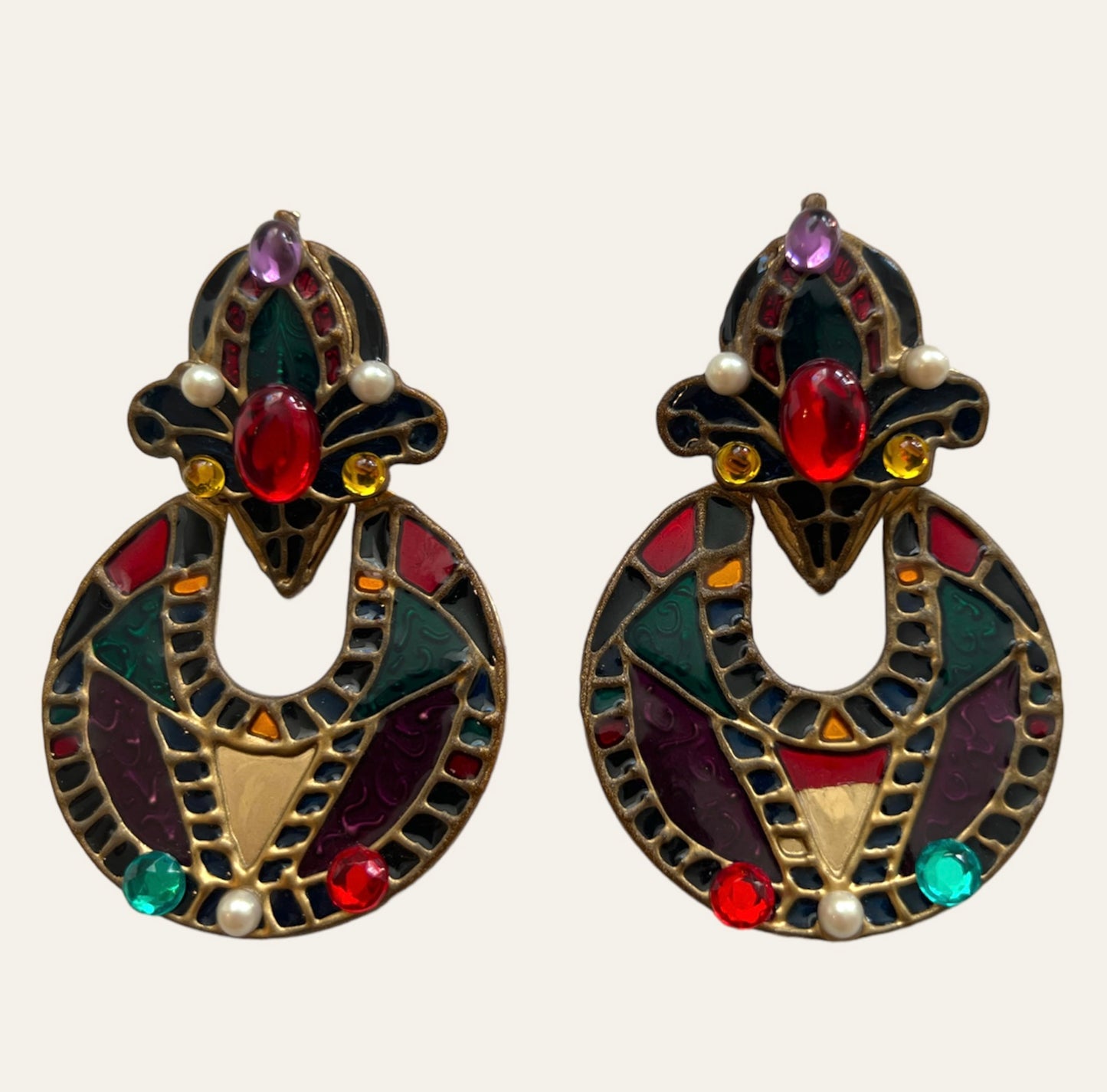 La Rage Massive Colorful Clip On Earrings