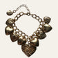 1950's Heart Gold Tone Heart Charm Bracelet