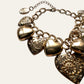 1950's Heart Gold Tone Heart Charm Bracelet