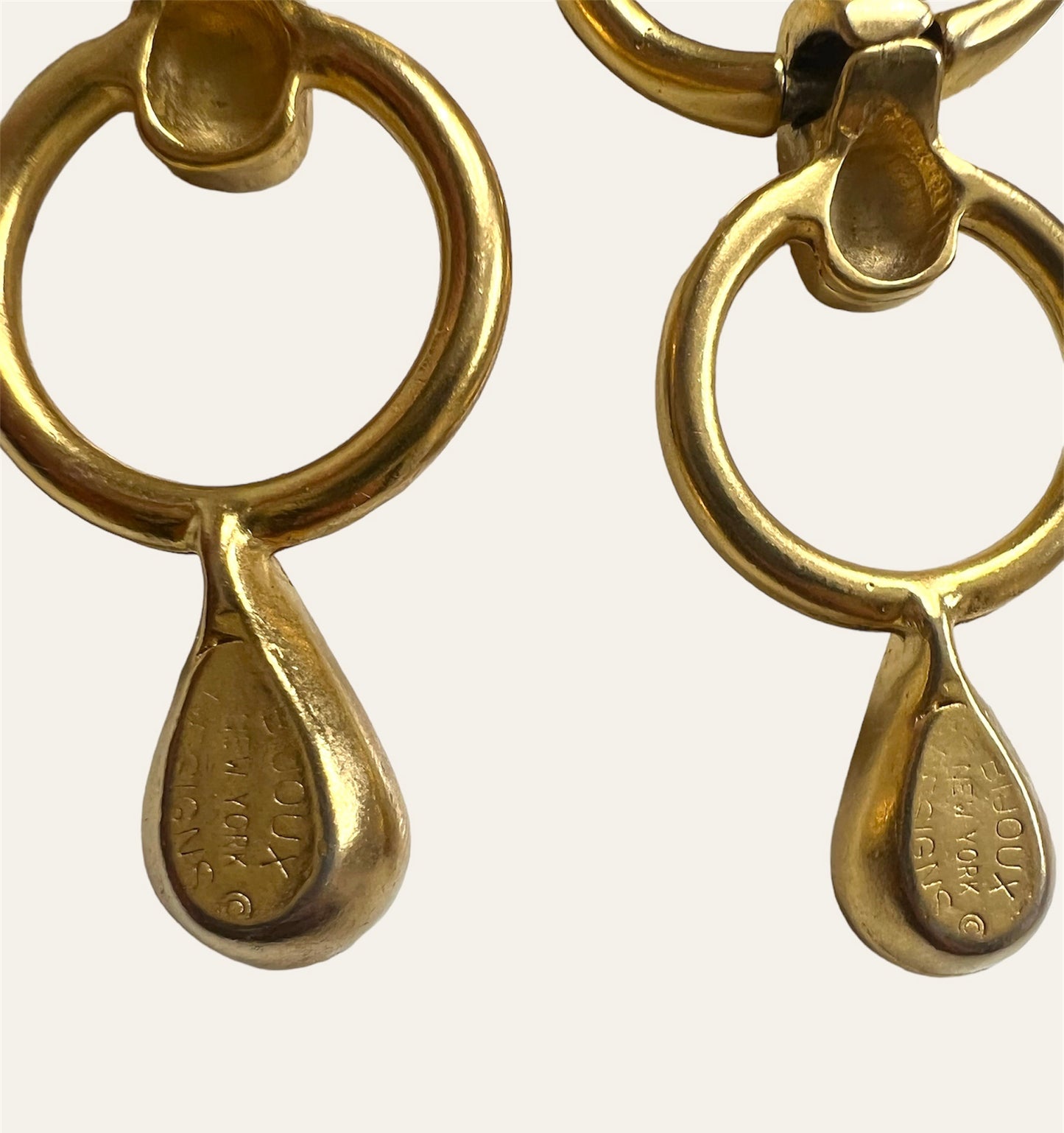 1990's Bijoux Gold Tone and Rhinestone Drop Earrings