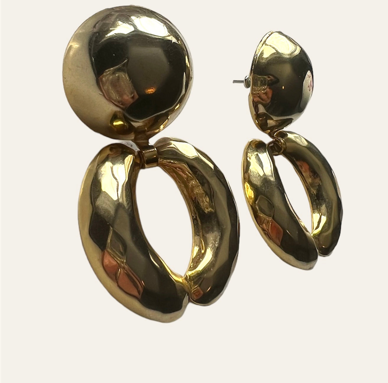 1970's Massive Gold Tone Chunky Drop Earrings