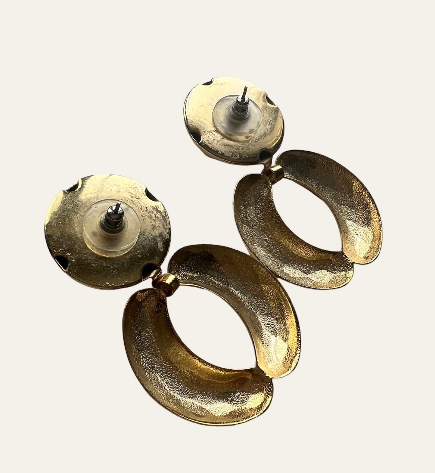 1970's Massive Gold Tone Chunky Drop Earrings