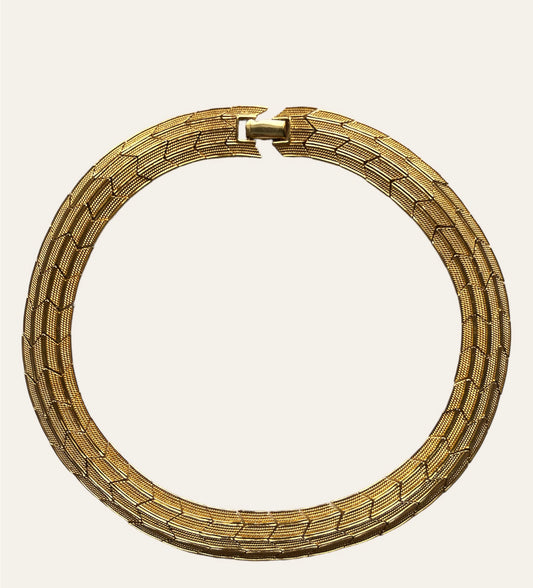 Wide Gold Tone Egyptian Style Choker