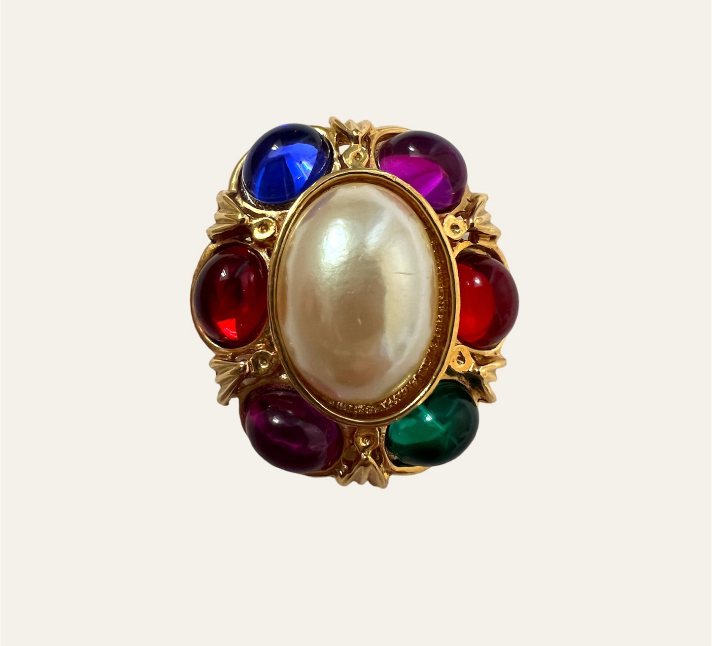 1980's Colourful Faux Pearl Clip On Earrings