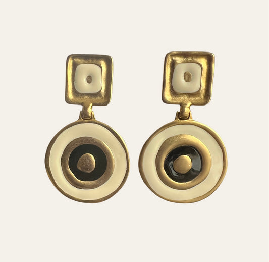 1980's Circular Drop Earrings