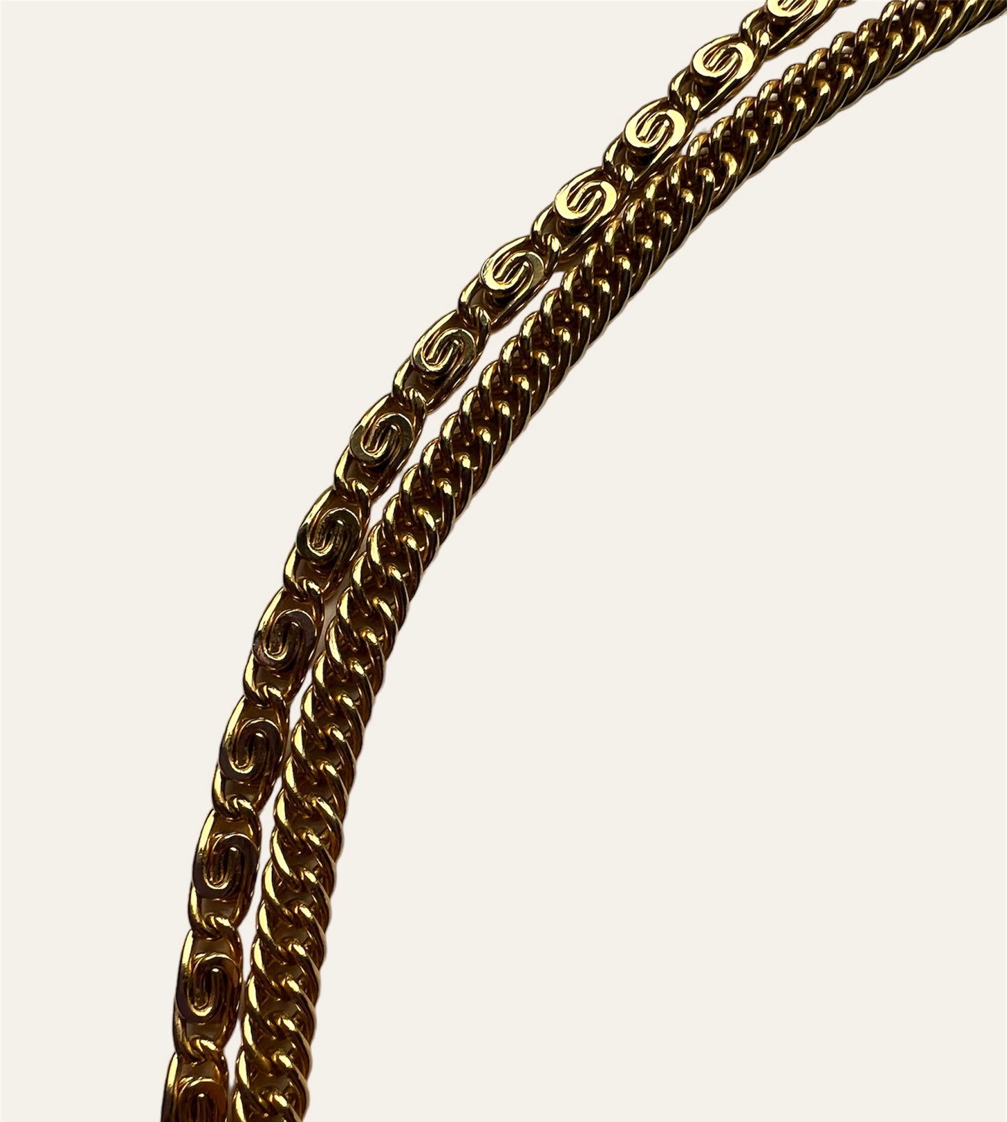 Gold Tone Multi-Strand Necklace With Green Rhinestones