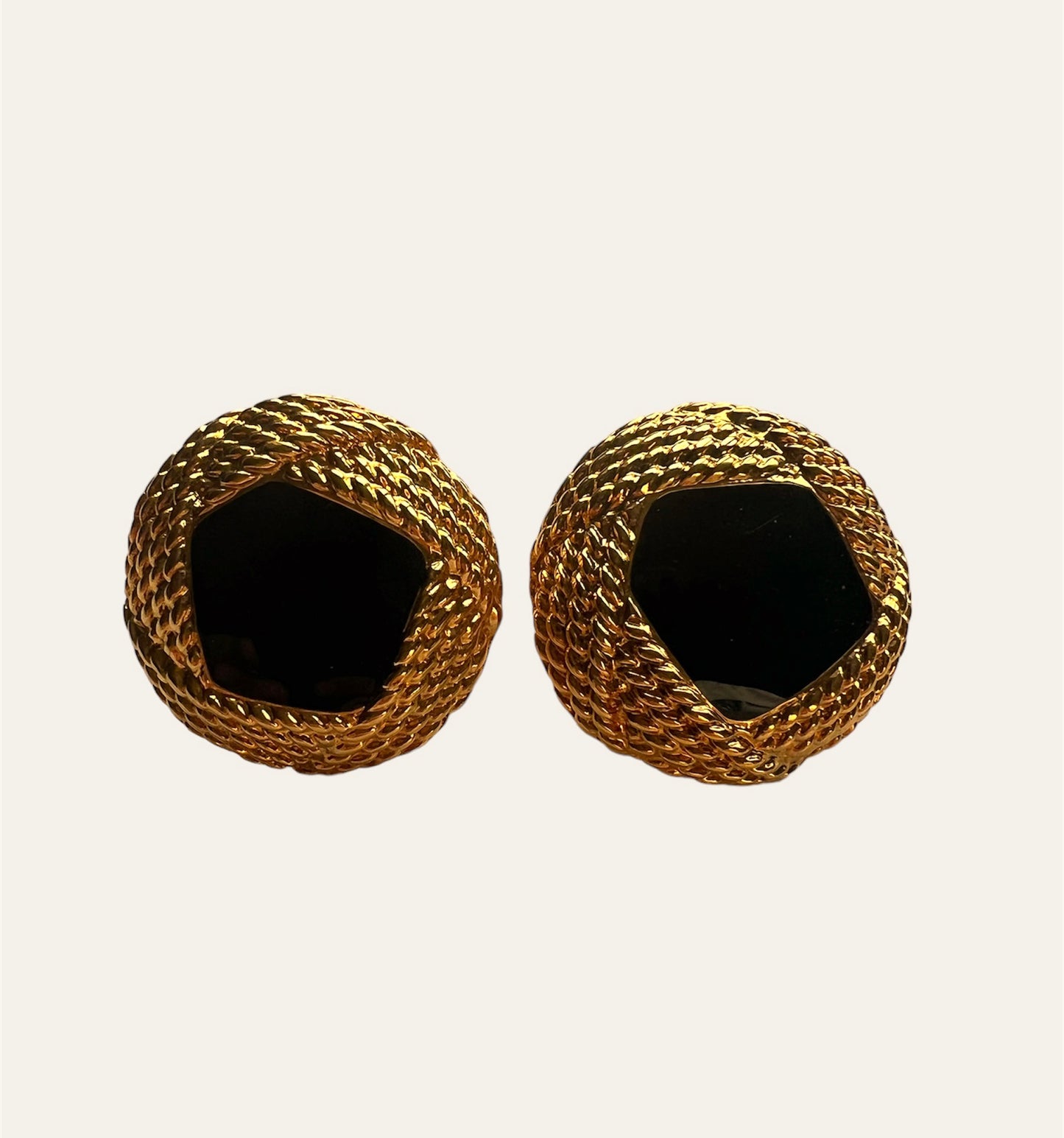 Petite Monet Black & Gold Tone Clip On earrings