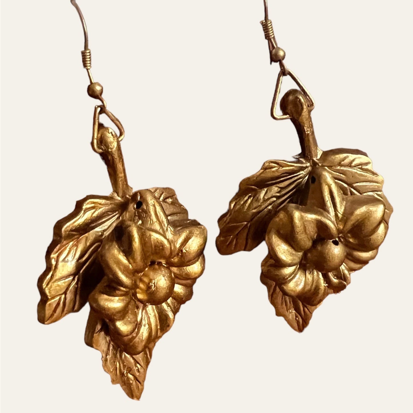 Matte Gold Tone Flowers Dangle Earrings