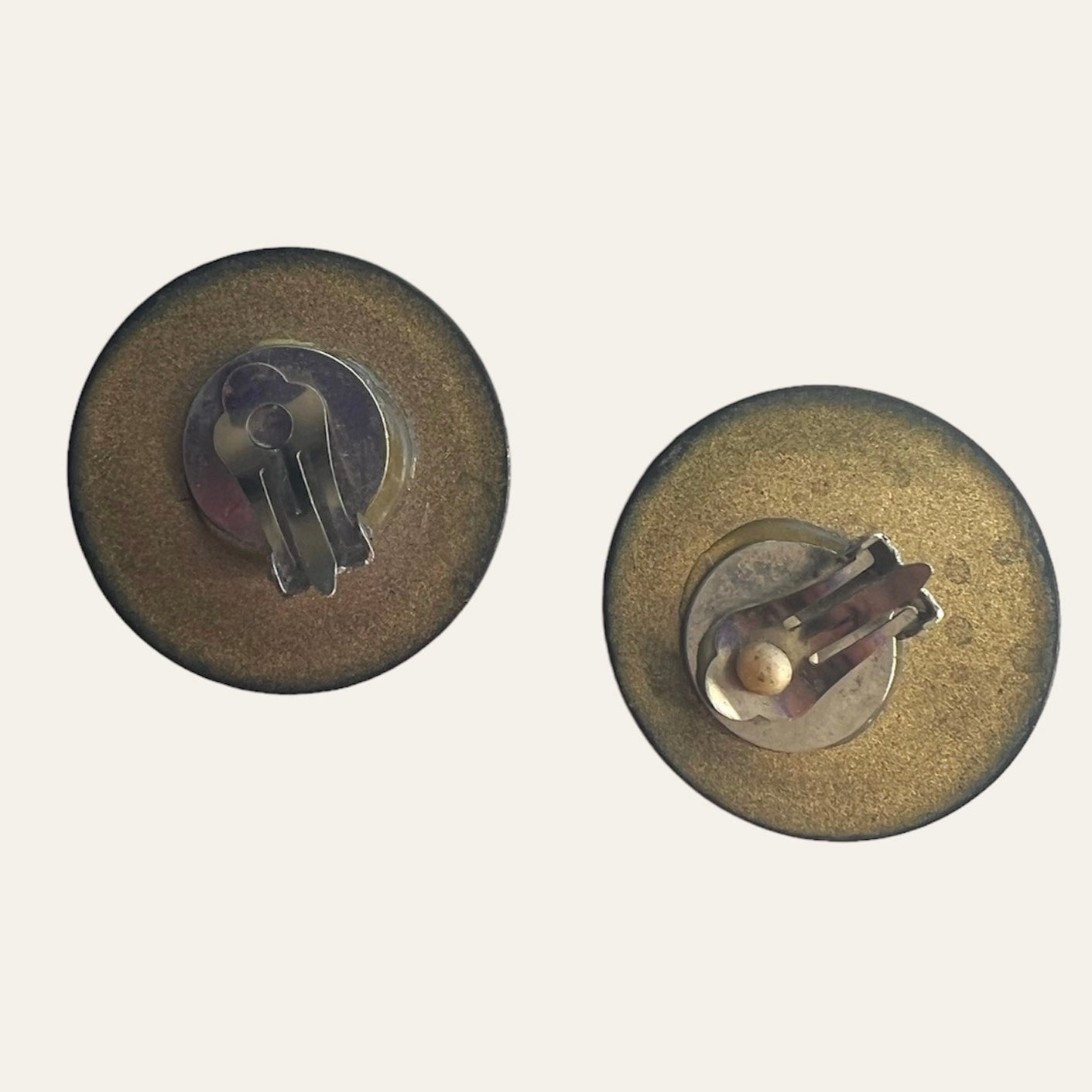 Oversized Egyptian Textured Gold Tone Clip On Dome Earrings