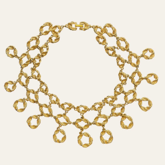 1980's Modernist Style Gold Tone Choker