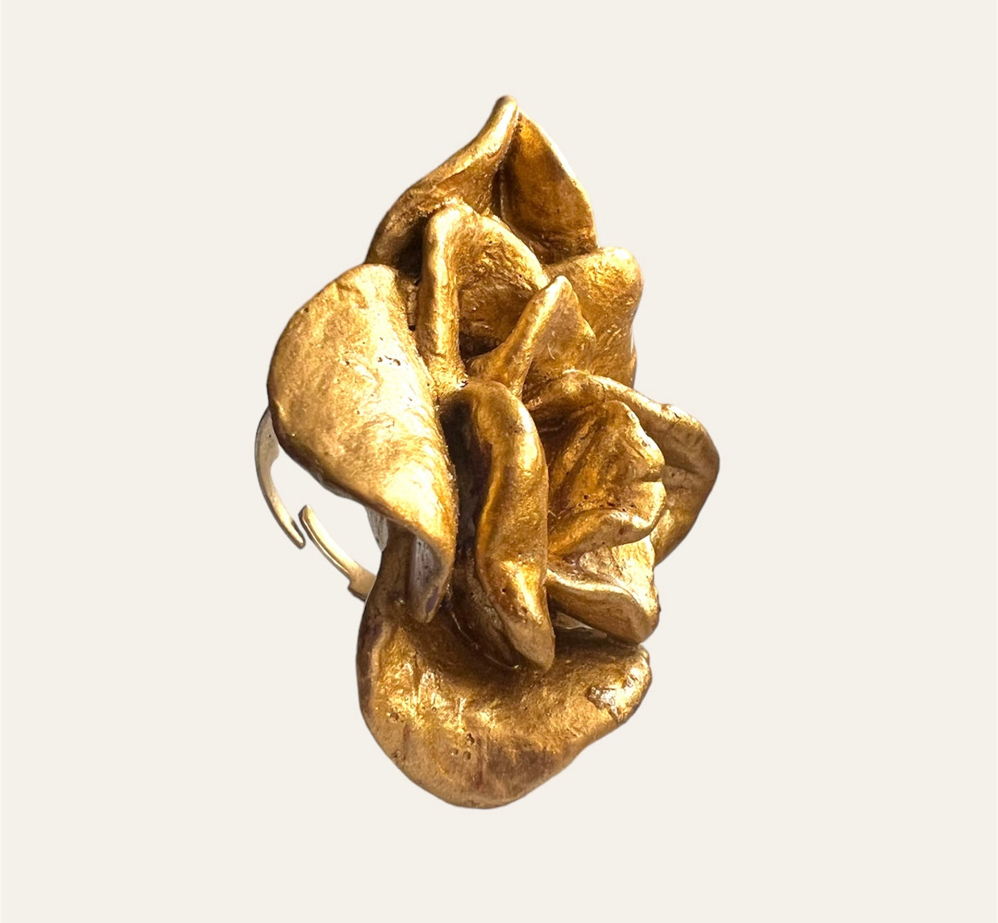 Massive Gold Tone 3D Flower Adjustable Ring