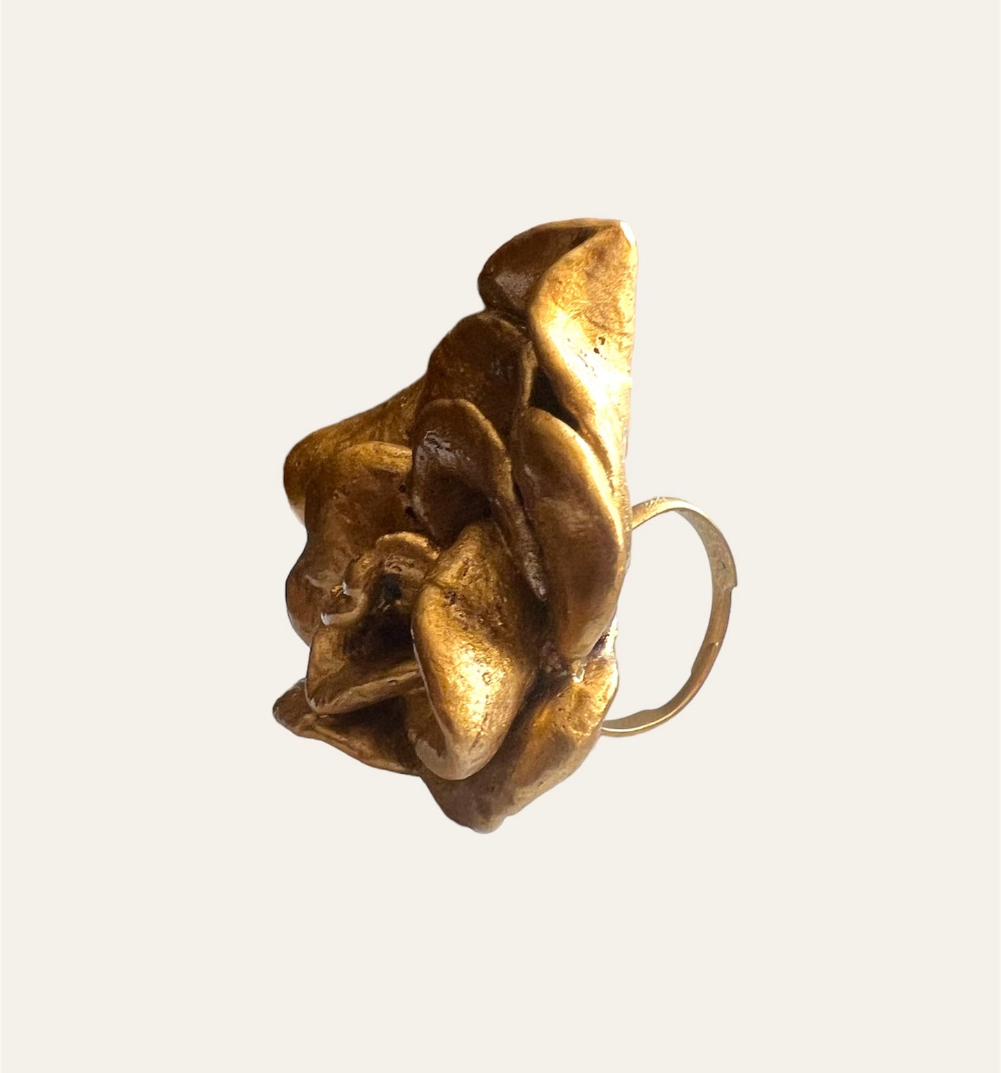 Massive Gold Tone 3D Flower Adjustable Ring