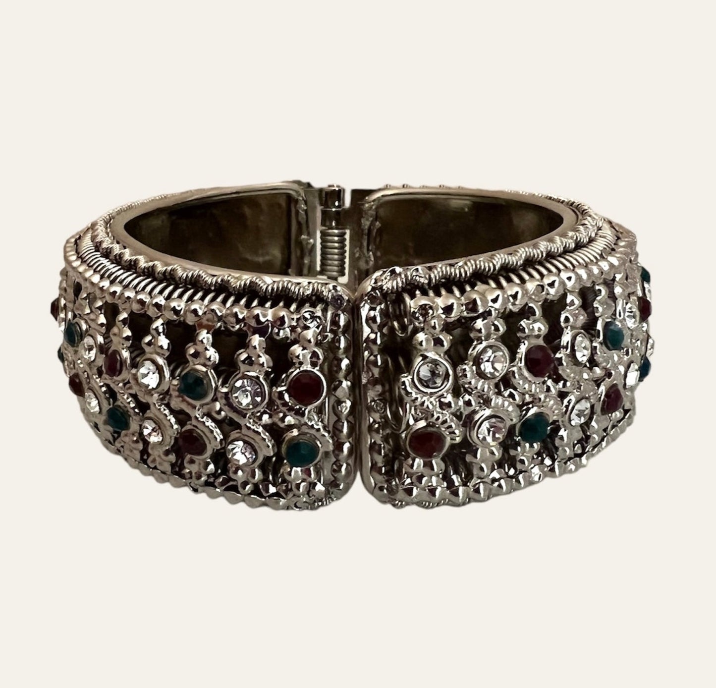 Silver Tone Bangle with Rhinestones