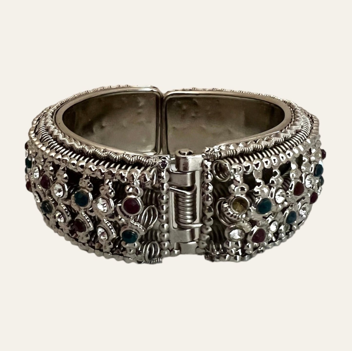 Silver Tone Bangle with Rhinestones