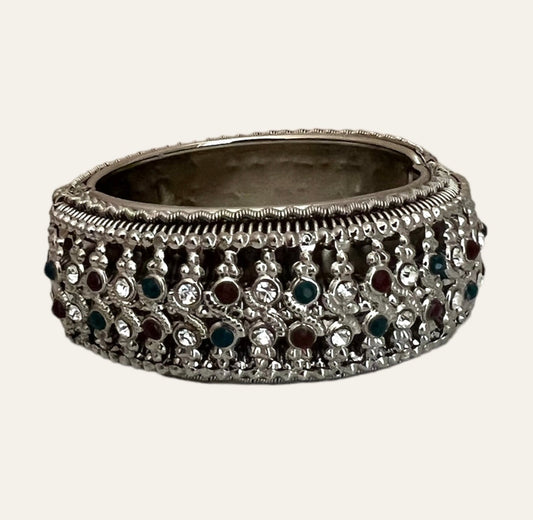 Silver Tone Bangle with Rhinestones