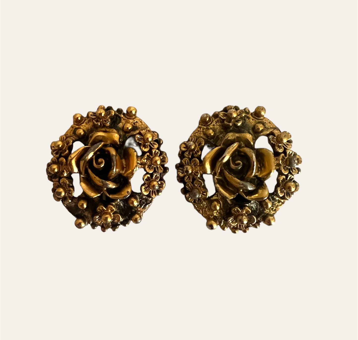 1960's Tortolani Floral Rose Clip On Earrings